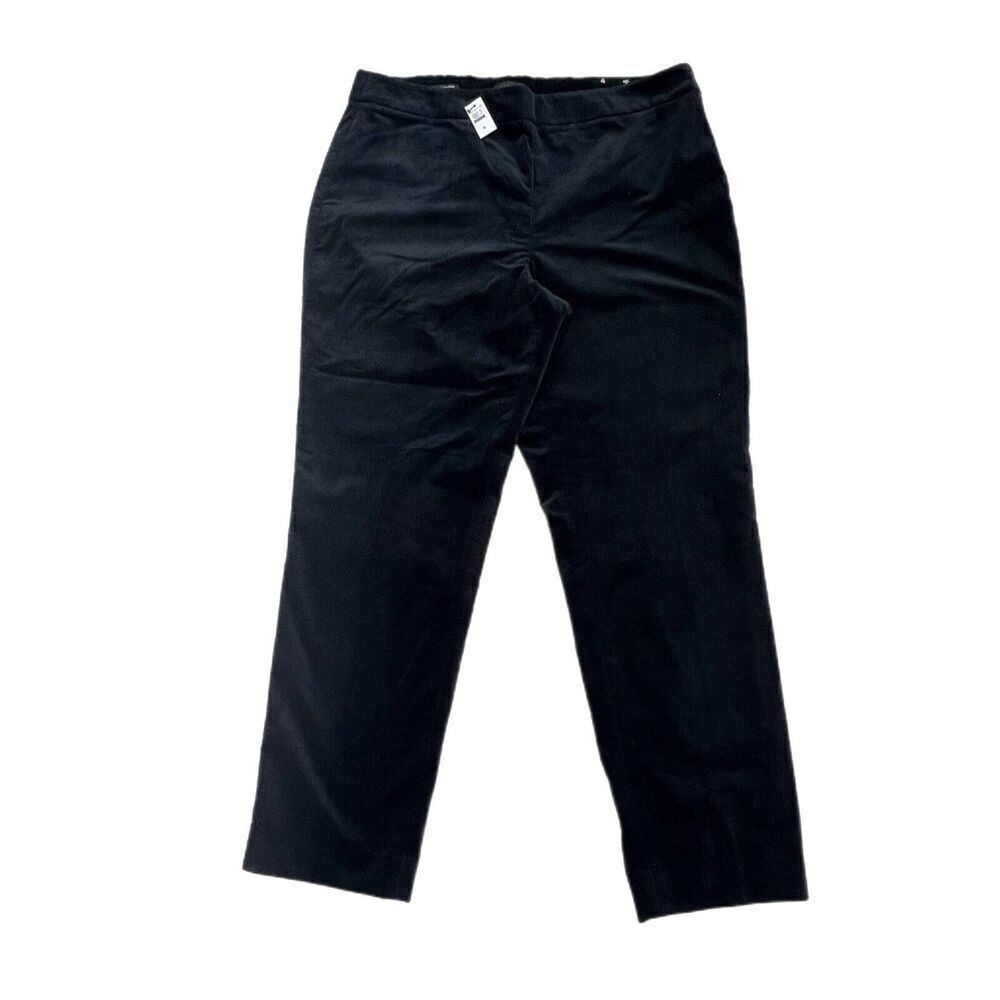 NEW Talbots Womens Velour Pants Size 16 Black Velvet Ankle Side Zip Stretch